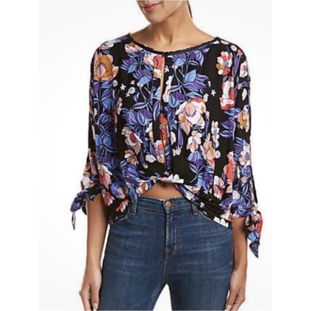 The Free People Women's Keepin On Knit Floral Print Boho Top in size M